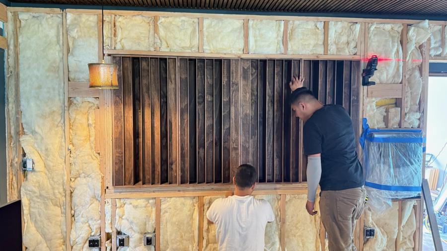 Slatted wall going in